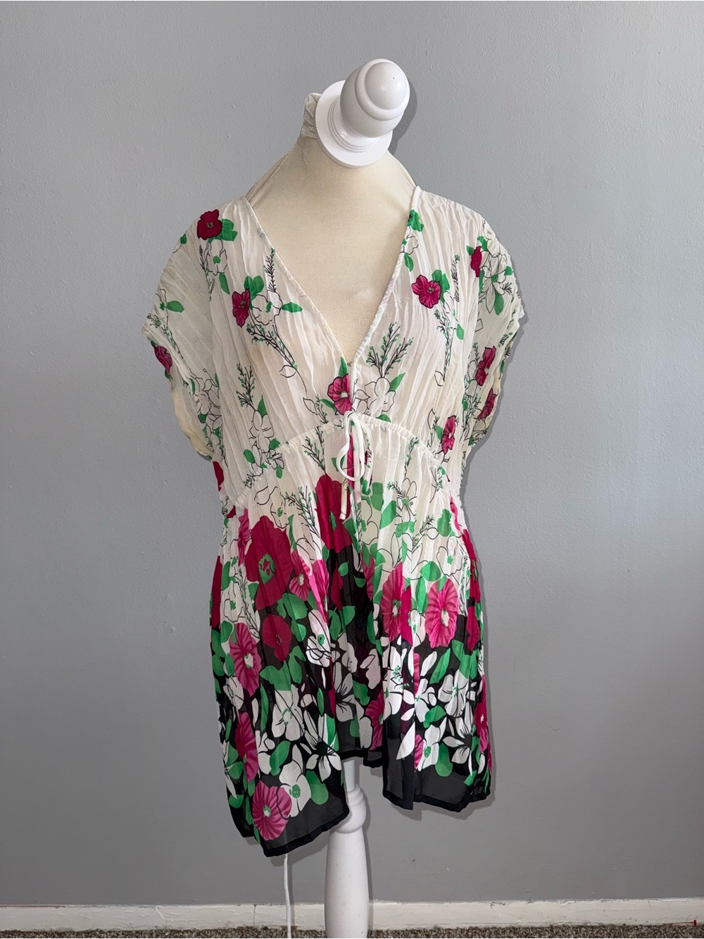 Elementz White Floral V-Neck Tunic